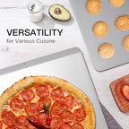HONGBAKE 2 Pieces Large Flat Cookie Sheet No Edges, Nonstick Insulated Baking Pan, Commercial Oven Trays for Cooking, 16" X 14", Grey