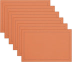Ruvanti Linen Placemats Set of 6-13x19 Inch, Classic Hemstitch, Heat ‎Resistant Machine Washable Place Mats, Soft & Elegant- Perfect for Christmas, ‎Thanksgiving, Easter, Weddings, Dinner - Orange