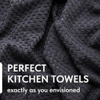 Super Absorbent Kitchen Towels 12 Pack - Premium 100% Cotton Kitchen Towels, 450GSM Thick Machine Washable Gray Dish Towels for Kitchen Drying, Cleaning, Dobby Weave, Unmatched Quality