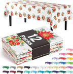 Exquisite Party Solids 12 Pack Premium Rectangle Holiday Design Plastic Tablecloth - Christmas Decorations Tablecloth Disposable Plastic Table Cover for December - 54 inch. x 108 inch.