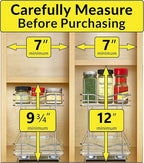 LYNK PROFESSIONAL® Pull Out Spice Rack Organizer for Inside Kitchen Cabinets - 6-1/4 inch Wide - Slide Out Drawer – Chrome Sliding Spice Cabinet Organization Shelf Racks - 2 Tier