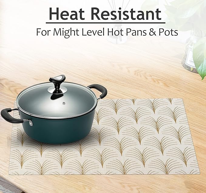 Ruvanti Placemats 100% Cotton 13 x 19 Inch, Dining Table Placemats Set of 6, Modern Place Mats for Dining Table Decor, Kitchen and Table Linens, Coffee Mat for Christmas Dinners - Luminous