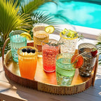 Kate Aspen Clear Plastic Drinking Glasses Set of 8, 19 oz, Hobnail Bubble Acrylic Glasses Drinkware, Plastic Tumblers Cups Dishwasher Safe, BPA-Free Acrylic Cups Reusable for Cocktails and Kitchens