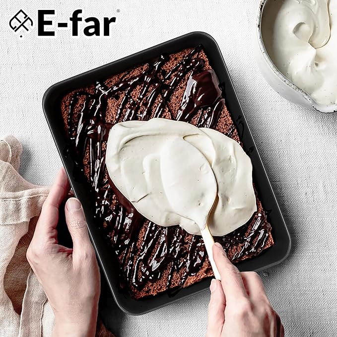 E-far Small Toaster Oven Baking Pan, 9.4 x 7 Inch Nonstick Stainless Steel Rectangle Cake Pan for Baking Brownies Casseroles Lasagna, Stainless Steel Core & Nonstick Coating, Non-toxic & Oven Safe