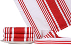 Urban Villa Kitchen Towels 100% Cotton Pack of 6, Highly Absorbent Quick Drying Super Soft Premium Dish Towels for Kitchen with Hanging Loop Hand & Tea Towels - 20x30 Inch, (Red & White, Striped)
