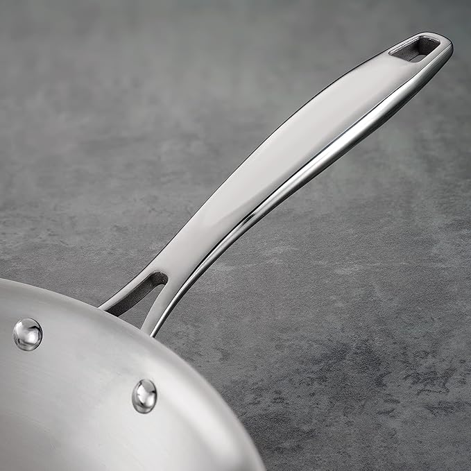 Tramontina Signature Tri-Ply Clad Stainless Steel 12-Inch Large Frying Pan, Induction-Ready Skillet, Dishwasher-Safe, NSF-Certified, Made in Brazil