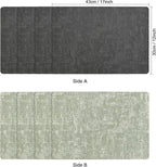 Myir JUN Placemats Dual Sided, Faux Leather Place Mats Set of 4 Indoor Placemat for Dining Table Outdoor Placemats Square Non-Slip Washable Table Mats (Gray Grass Green, Set of 4)