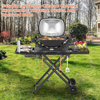 Grill Stand for Ninja Woodfire OG701, OG850, OG951, Portable Foldable Grill Table with Wheels & Side Shelf, 51" Large Space BBQ Table for Weber, Blackstone Griddle, Ooni Pizza Oven Accessories