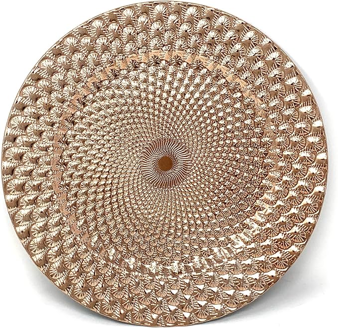 allgala 13-Inch 48-Pack Case Lot Heavy Quality Round Charger Plates-Peacock Rose Gold-HD80363