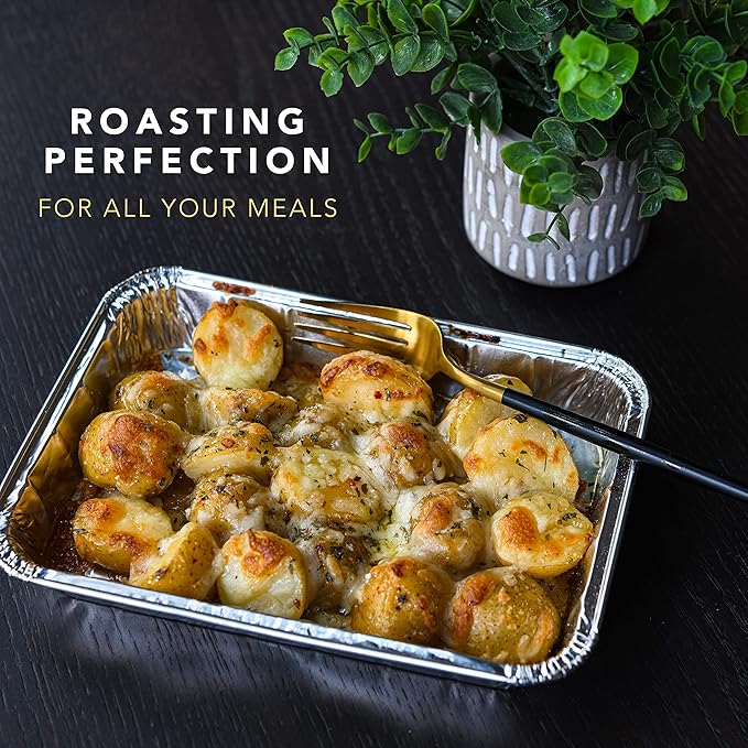 NYHI 9'' x 13” 4 Inches Deep Aluminum Foil Pans 20 Pack Durable Disposable Grill Drip Grease Tray Half Size Extra Deep Steam Pan and Oven Buffet Trays Food Containers for Catering Baking Roasting