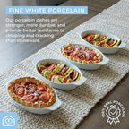 Heartland Home Porcelain Mini Casserole Dish Oval Au Gratin Dish (2pc Set). Cauliflower Au Gratin Baking Dish, Banana Split Bowls, Single Serving Casserole Dishes, Small Individual Gratin Dishes Set