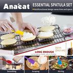 Anaeat Silicone Spatula Set of 5 - Seamless One-Pieces Design, Non-Stick Rubber Spatulas BPA Free Kitchen Scraper Flexible for Easy Baking, Cooking, Scraping & Mixing, Heat Resistant & Dishwasher Safe