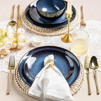 LERATIO Ceramic Dinner Plates Set of 6, 10.5 Inch Handmade Reactive Glaze Porcelain Plates, Coupe Shape Dinnerware Dishes Set for Kitchen,Oven& Microwave & Dishwasher Safe, Scratch Resistant-Blue