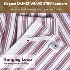 Native Fab Cotton Kitchen Towels - 16x26 inches - Set of 4 - Basket Weave Stripe Dish Towels for Cleaning, Drying Dishes, Absorbent Dish Cloths Set with Hanging Loop - Burgundy Maroon