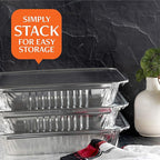 PLASTICPRO Disposable 9 x 13 Aluminum Foil Pans With Lids Half Size Deep Steam Table Bakeware - Cookware Perfect for Baking Cakes, Bread, Meatloaf, Lasagna Pack of 50 Pans & 50 Lids