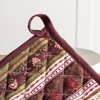 Maison d' Hermine Pot Holders Set 100% Cotton Heat Resistant Potholders 8" x 8" Hot Pads with Loop BBQ, Cooking, Baking, Grilling, Kitchen, Handling Hot Pans (Pack of 2, Reveillon Au Jardin)
