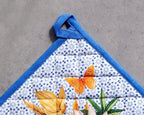 Maison d' Hermine Pot Holders Set 100% Cotton Heat Resistant Potholders 8" x 8" Hot Pads with Loop BBQ, Cooking, Baking, Grilling, Kitchen, Handling Hot Pans Spring/Summer (Pack of 2, Passiflora)