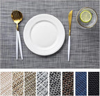 LEXMORE PVC Woven Placemats 4 PCS Wipeable Indoor/Outdoor Table Mats Washable Vinyl Place Mats for Dining Table, Set of 4-Dark Gray