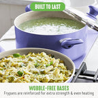 GreenLife 16 Piece Nonstick Cookware Set, Soft Grip Non-Toxic PFAS-Free Ceramic Pots & Pans, Dishwasher & Oven Safe, Frying, Sauce, Utensils, Glass Lids, Stay-Cool Handles, Wobble Free, Periwinkle