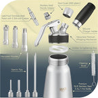 CURTA Professional Whipped Cream Dispenser, Food Grade Stainless Steel Cream Whipper Set with 4 Injector Tips, 3 Decorating Tips and 500ml / 1 Pint Canister, N2O Chargers Not Included …