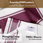 Native Fab Kitchen Towels 18 x 28 Inch, Set of 6, Wide Stripe, Super Absorbent, Quick Dry, Soft, 100% Cotton Dish Towels for Wiping Hands, Drying Dishes, Cleaning Dishcloths Set - Burgundy (Maroon)