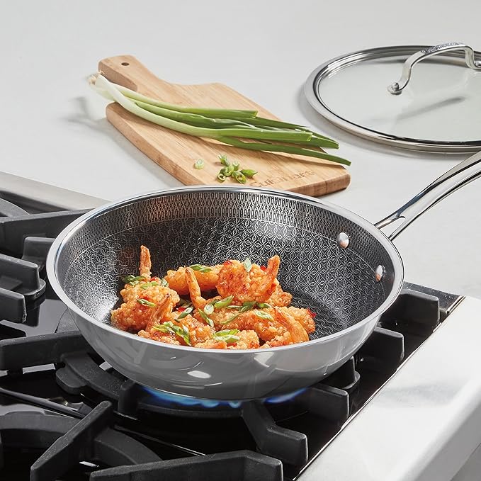Cuisinart FusionPlus Nonstick Stainless Steel Cookware, 10.25-Inch Deep Fry Pan Skillet with Cover, PFAS-Free PURELYSEAR Ceramic Technology, Scratch Proof, Cool Grip Handles, Dishwasher Safe