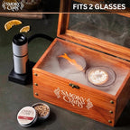 Old Fashioned Smoker Kit - Whiskey Smoker Kit with Smoking Gun, Cocktail Smoke Box, Food Tray and Wood Chips (Apple & Cherry) - Bourbon Gifts for Men