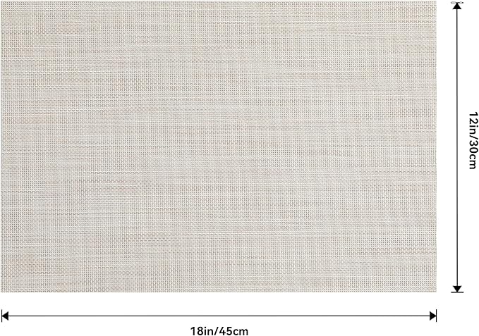 Leetaltree Beige White Placemats Set of 8 - Heat Resistant Non-Slip Place mats for Dining Table, Washable Durable PVC Vinyl Woven Table Mats（Beige White, 8）