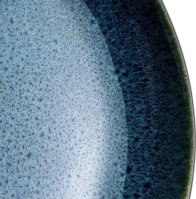 Sango Resona 16-Piece Blue Stoneware Dinnerware Set – Service for 4, Plate and Bowl Set, Delicate Blue Interior, Microwave & Dishwasher Safe, for Everyday Dining & Entertainment