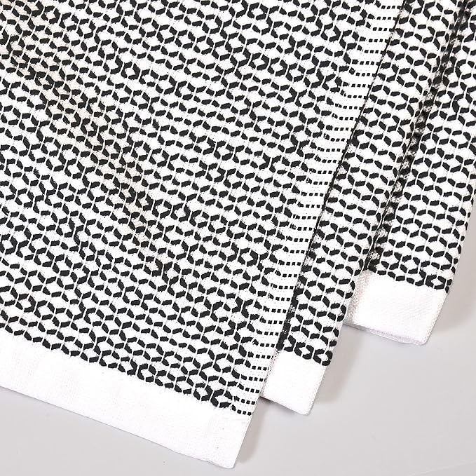 Realm 100% Cotton Dobby Textured Kitchen Dish Cloths | Jet Black 13" x 13" Inch 100% Soft, Plush & Absorbent Quick Drying Dish Towels (6 Pack)