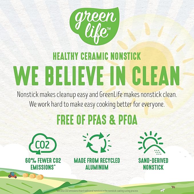 GreenLife Soft Grip 1QT and 2QT Saucepan Set, Healthy Ceramic Nonstick, Non Toxic PFAS & PFOA-Free, Dishwasher Safe, Glass Lids, Stay-Cool Handles, Easy Clean Cookware, Kitchen Essentials, Yellow