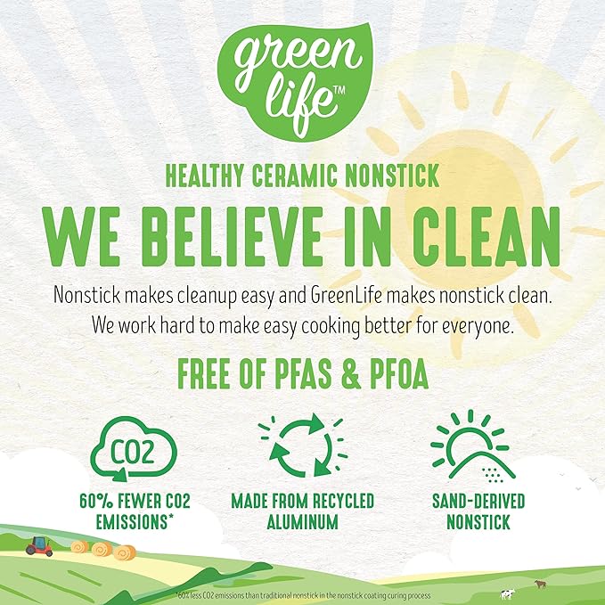 GreenLife Soft Grip 1QT and 2QT Saucepan Set, Healthy Ceramic Nonstick, Non Toxic PFAS & PFOA-Free, Dishwasher Safe, Glass Lids, Stay-Cool Handles, Easy Clean Cookware, Kitchen Essentials, Blue