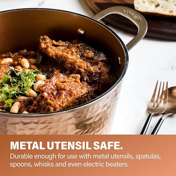 Gotham Steel Hammered 20 Pc Ceramic Cookware Set Nonstick, True Ceramic Pots and Pans Set Non Stick with Deep Square Pan Set & Bakeware Set, Non Toxic PFOA PFOS Free, Oven & Dishwasher Safe