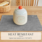 Softalker Faux Linen Placemats Set of 6-12 x 18 Inch, Heat Resistant Double Layered Durable Burlap Farmhouse Place Mats, Non-Slip Washable Rustic Table Mats for Dining, Kitchen, Party（Light Grey