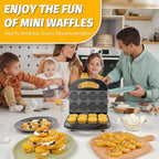 Mini Waffle Maker Machine, Small Waffle Bites Maker for Kids, Makes 8 x 2” Tiny Waffle Bites, Ideal for Breakfast, Snacks, Desserts and More