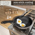 Country Kitchen Cookware Set with Removable Handle, Oven & RV Safe Pots and Pans Set, Grey/Black, Original