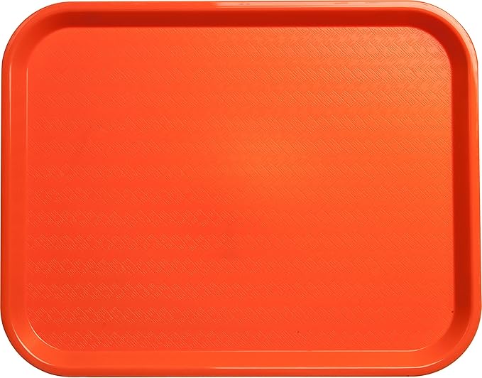 Carlisle FoodService Products Cafe Fast Food Cafeteria Tray with Patterned Surface for Cafeterias, Fast Food, And Dining Room, Plastic, 17.87 X 14 X 0.98 Inches, Orange, (Pack of 12)