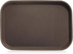 New Star Foodservice Restaurant Grade Non-Slip Tray, Plastic, Rubber Lined, Rectangular (Brown, 10-Inch x 14-Inch)