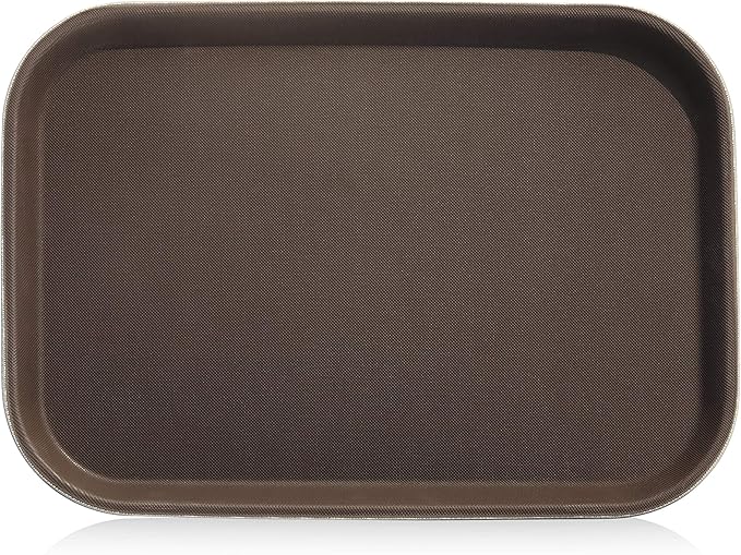 New Star Foodservice Restaurant Grade Non-Slip Tray, Plastic, Rubber Lined, Rectangular (Brown, 10-Inch x 14-Inch)