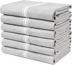 LANE LINEN 100% Cotton Kitchen Towels Set - 6 Pack Kitchen Dish Towels, Soft & Durable Size 14"x25", Good for Polishing Silverware, Cleaning Ceramic Countertops, Machine Washable - Grey Chambray