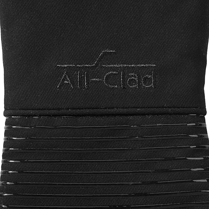 All Clad Silicone Oven Mitt: Heat Resistant up to 500 Degrees - 100% Cotton & Silicone, 14"x7" Oven Mitt for Kitchen and Barbeque, 1-Pack, Black