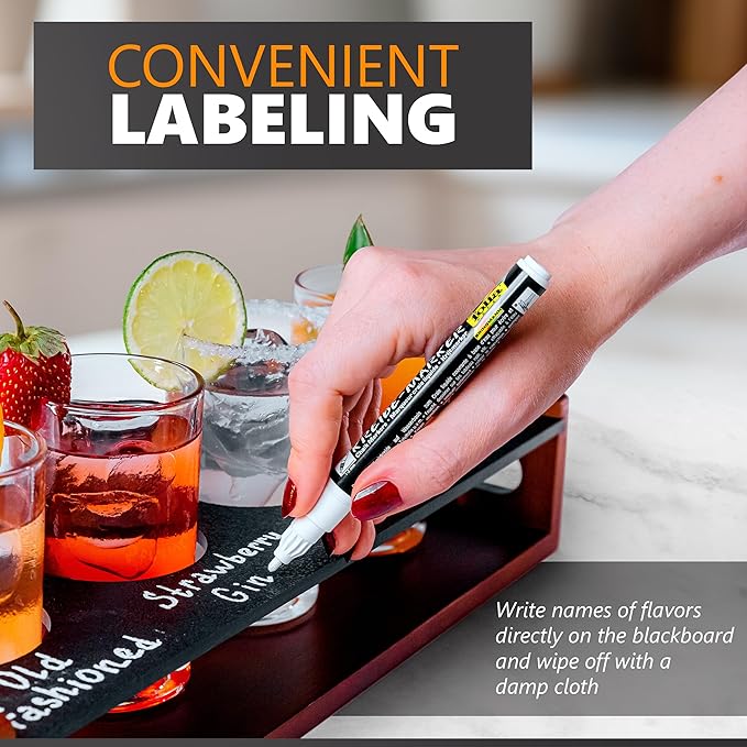 Flight Board with Glasses – Drink Flight Set for Bartesian Capsules – Mimosa and Cocktail Tasting Tray - Bartender Accessories and Hosting Essentials