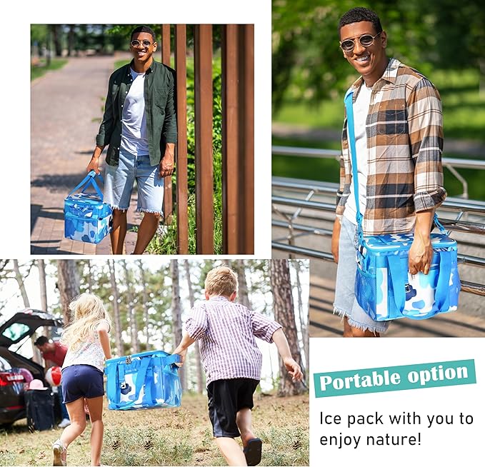 Tirrinia Large Insulated Cooler Bag - Outdoor Leakproof Cooler Box for Women & Men - Portable Freezer Bag with Adjustable Shoulder Strap for Camping, Picnic, Golf, Beach