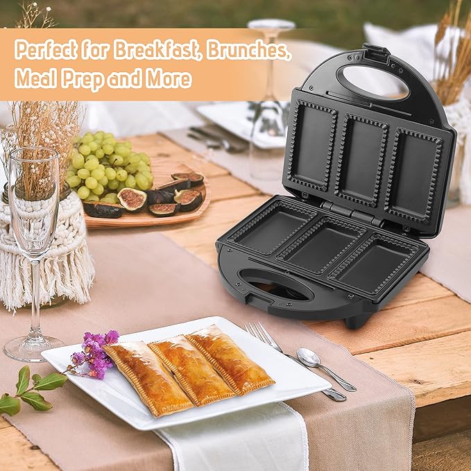 Electric Mini Pocket Pie Maker Machine with Crust Cutter, Pocket Pie Iron Press with Non Stick Surface, Ideal for Hot Chicken Pockets Pizza Pockets Grilled Cheese Sandwiches and More