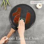 ESLITE LIFE Nonstick Crepe Pan Set with Spreader, 9.5 & 11 Inch Granite Coating Flat Skillet Dosa Tawa Comales Para Tortillas Pancake Pan, PTFE & PFOA Free, Black