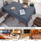 Waterproof Cotton Linen Tablecloths Rectangle Dining Table Cloth, Wipe Clean Indoor & Outdoor Table Cover for Buffet Party and Banquets, Wrinkle Resistant（54"x70"） Navy