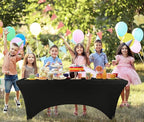 Utopia Kitchen 4FT Spandex Tablecloth [2 Pack, Black] 200 GSM Stretch, Fitted, Washable and Wrinkle Resistant Table Cloth Rectangle Cover for Trade Shows, Wedding, Parties [48Lx30Wx30H Inch]