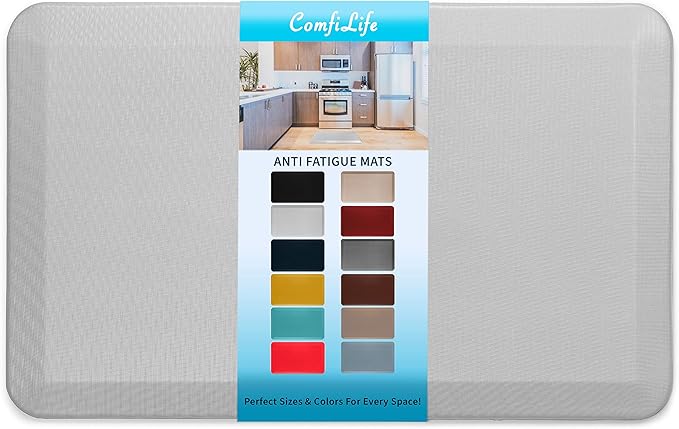 ComfiLife Anti Fatigue Floor Mat – 3/4 Inch Thick Kitchen Mats for Floor, Standing Desk Mat, Kitchen Rug – Comfort at Home, Office – Durable – Stain Resistant – Non-Slip Bottom (20" x 39", Silver)
