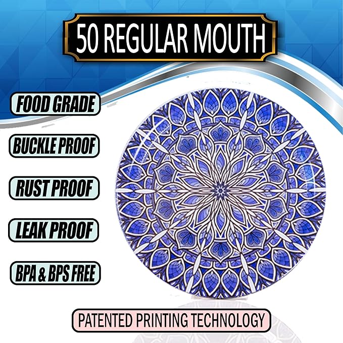 Supa Ant Thickest Canning Lids Regular Mouth (50 Pcs.) Food Grade Tin Can Lids for Canned Food - Buckle Proof & Rust Proof Lid for Canning Kit for Regular Mouth Mason Jars (Blue) Canning Supplies