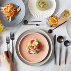 Homelux Theory 4 Sets of 5pc Matte Black 18/10 Stainless Steel Flatware, Stainless Steel Kitchen Utensils, Modern Utensils & Contemporary Flatware Set, Elegant Adaline Royal Forks Spoons Cutlery Set